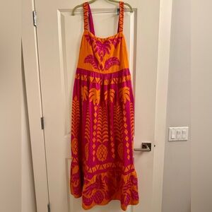 FARM Rio Orange & Pink Midi Dress